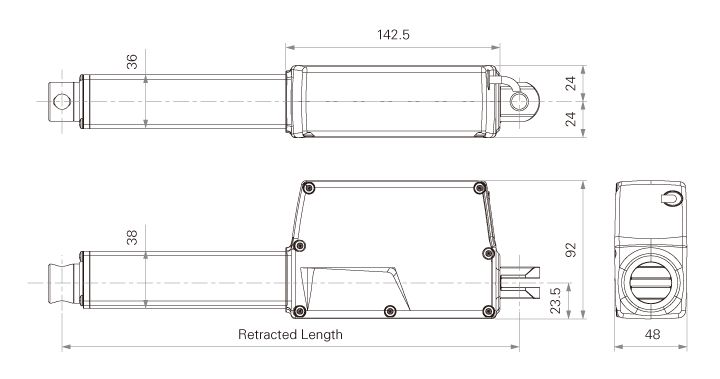 High-Force Space-saving DC Linear Actuators 24V 6000N 100mm Stroke Control System