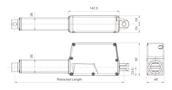 High-Force Space-saving DC Linear Actuators 24V 6000N 100mm Stroke Control System